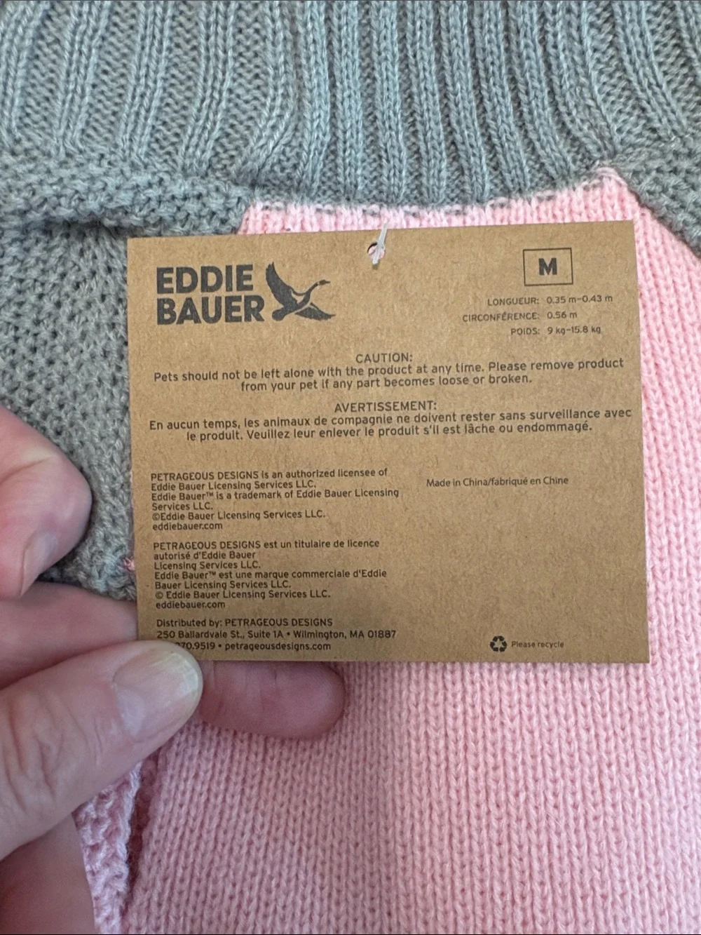 Eddie Bauer Dog ColorBlock Sweater Size M